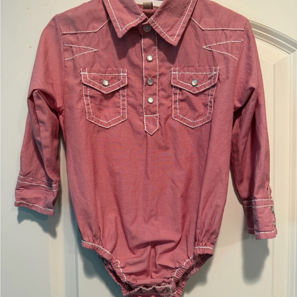 Long-Sleeve Snap-Front Shirt Bodysuit - 24m